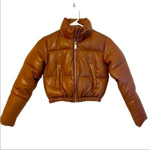 🆕 AQUA - Bloomingdale’s Puffer Vegan Leather Coat ~ Girls M